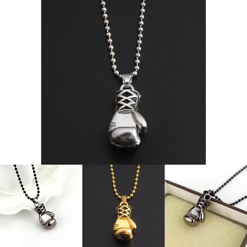 Geometric Punk Style Metal Pendant Necklace With Boxing Glove Charm For Men And Women