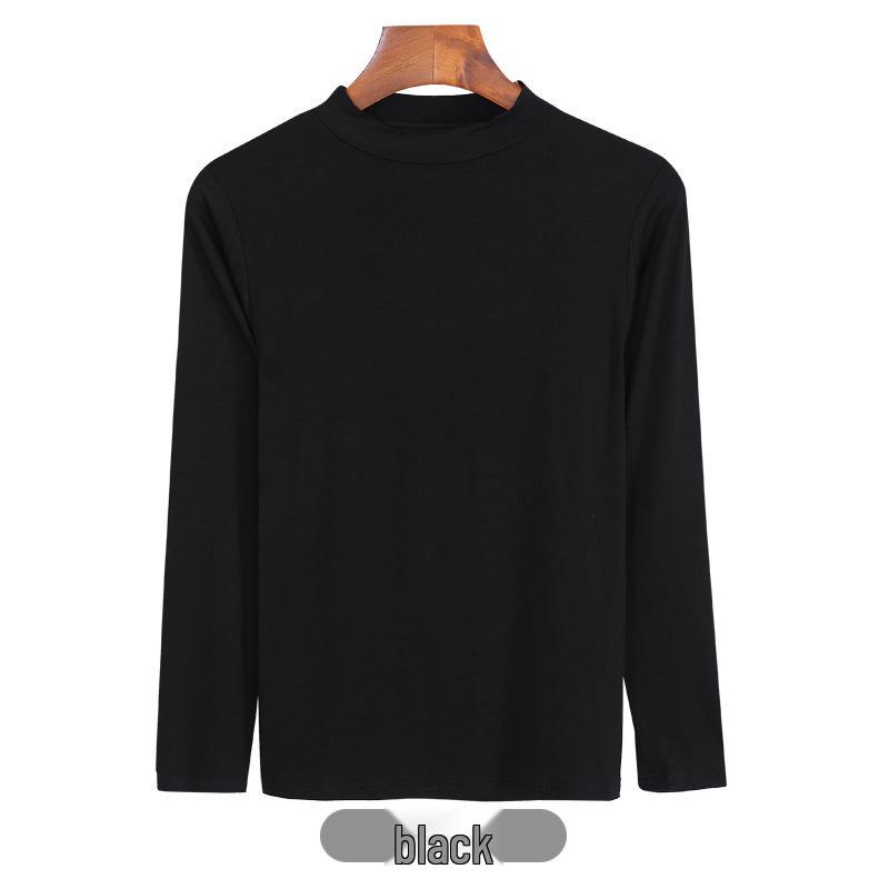 

Женская базовая футболка с длинным рукавом из модала большого размера на осень/зиму 2025 – Круглый вырез, Универсальная, Тонкая XL (60-70 kg) чёрный