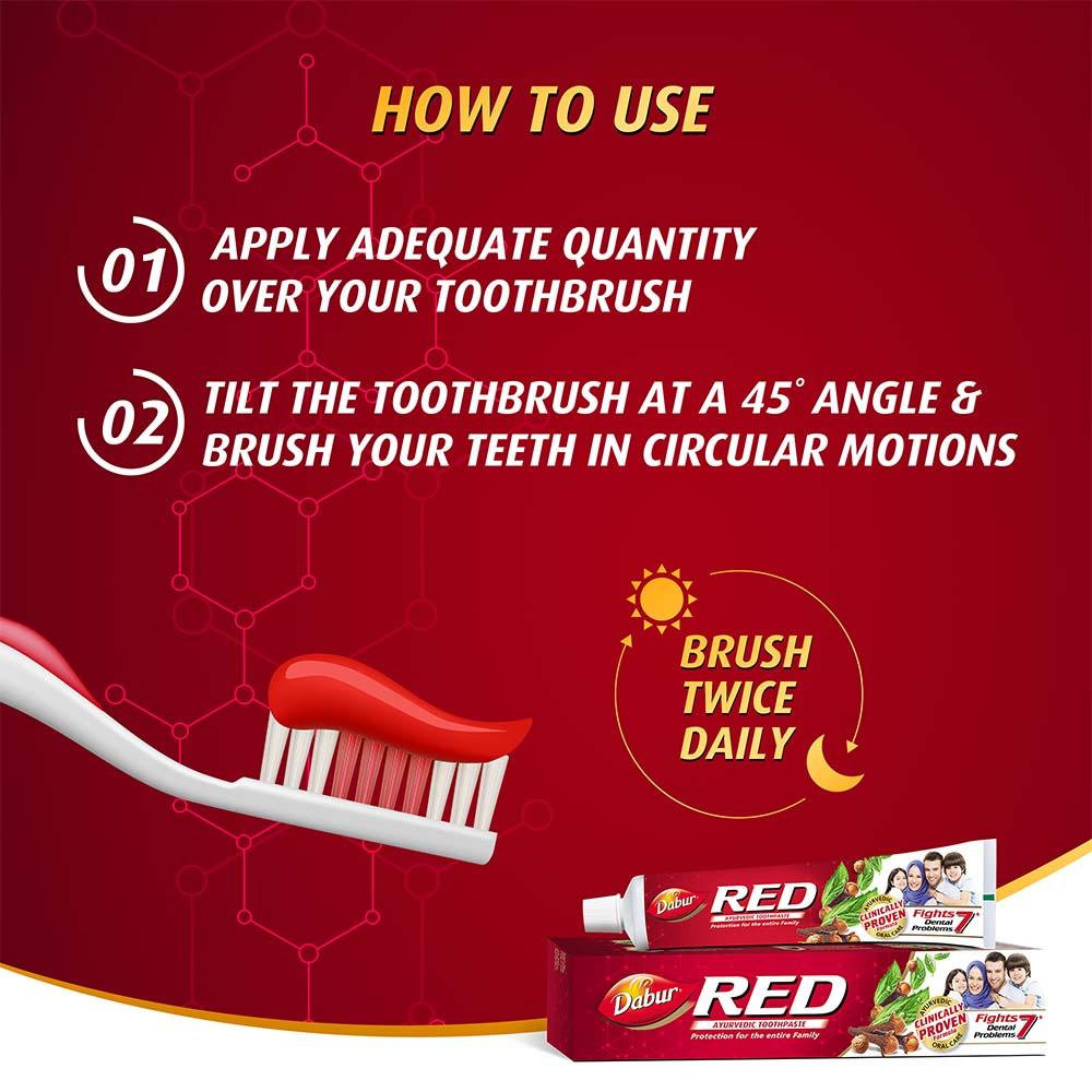 Dabur RED toothpaste (200g) - Ayurvedic oral care - Clinically Proven Formula - Fights 7 Dental Problems