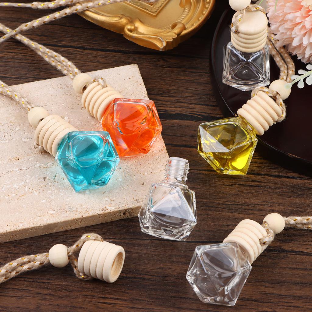 50 Pezzi 8ml Diffusore Profumatore Auto da Appendere Vuoto Vetro Trasparente Diffusore Oli Essenziali Aromaterapia Fragranza Profumo Ciondolo Vetro