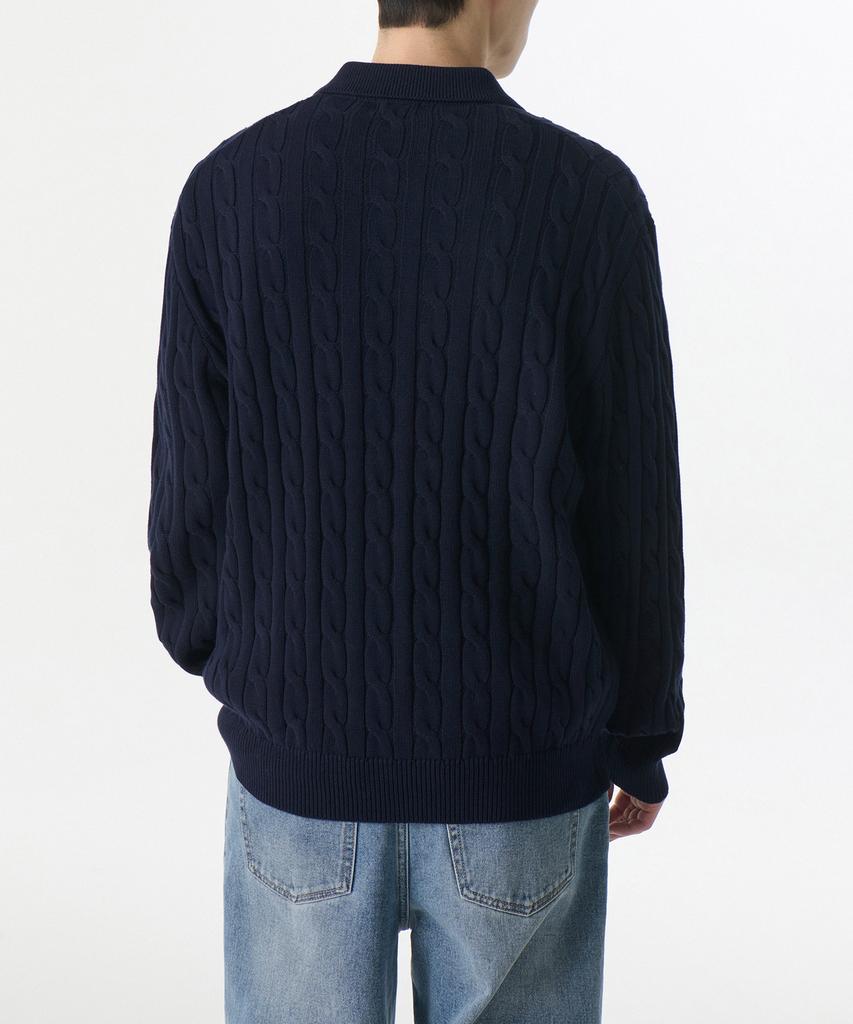 Musinsa Standard Cotton Cable Collared Cardigan [Navy]
