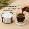 Ceramic Coasters with Matt Finish On Top & Cork Base | Coasters for Cups Set of 6 | Marble Style Ceramic Coaster for Tea, Coffee Table & Dining Table
