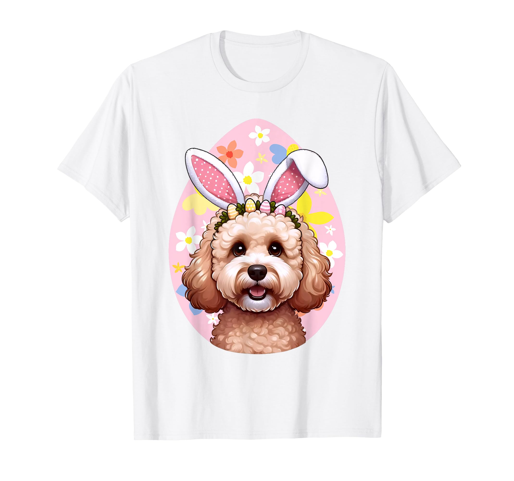 

Adorable Easter Puppy with Bunny Ears and Flowers T-Shirt