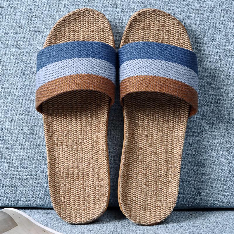 Cotton and Linen Non-Slip Home Slippers for Men and Women – Indoor Summer Slippers with Thick Bottom for Wooden Floors.
