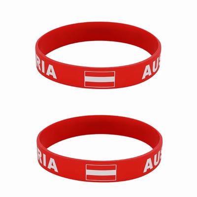 2 pulseras de silicona con la bandera de Austria, pulseras deportivas para juegos, correas de muñeca con banderas nacionales para hombres y mujeres, banda de goma motivacional, accesorios de moda, regalos