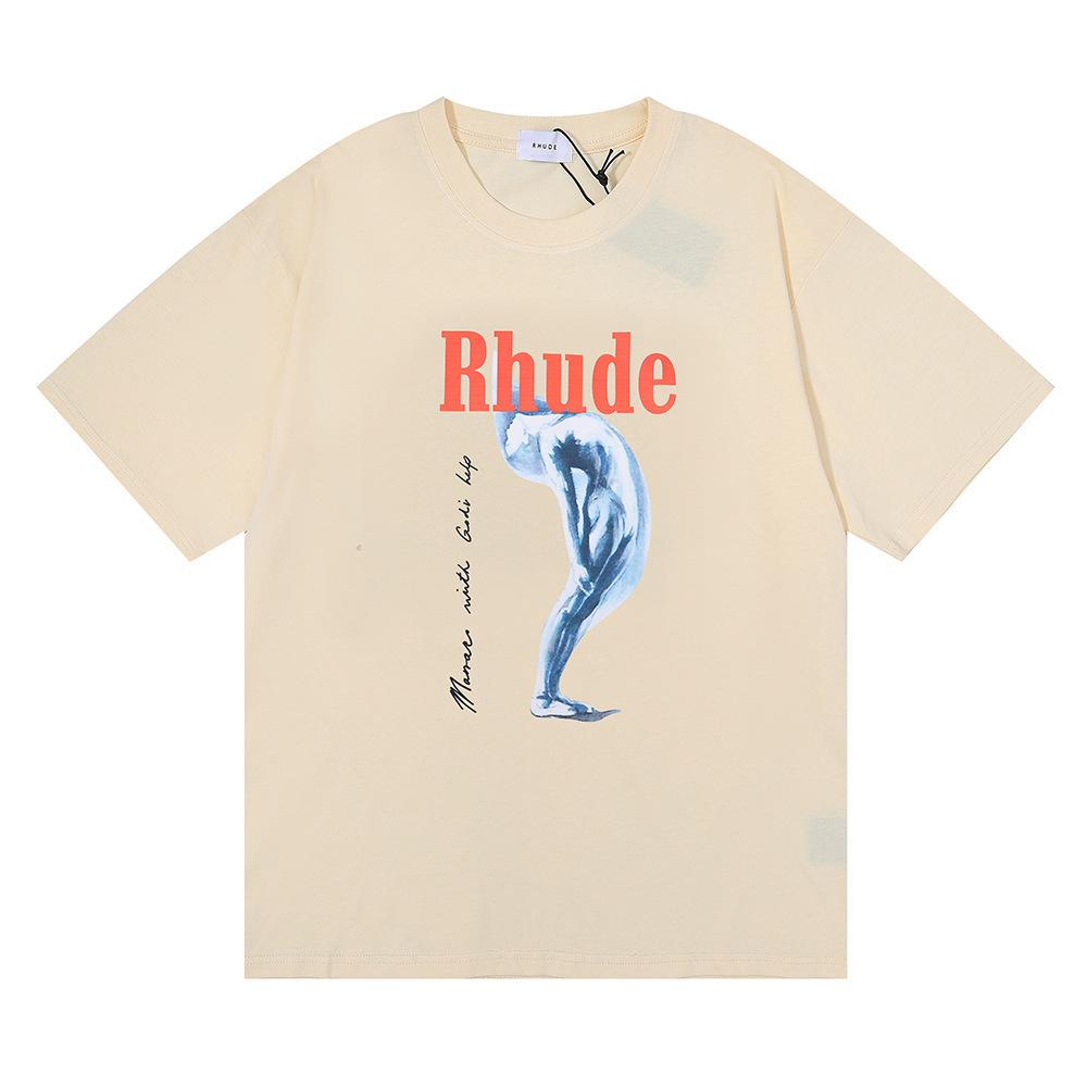 Grenzüberschreitende europäische und amerikanische Trendmarke RHUDE Kunst abstraktes Design bedrucktes kurzärmeliges T-Shirt für Männer und Frauen Paare High Street locker