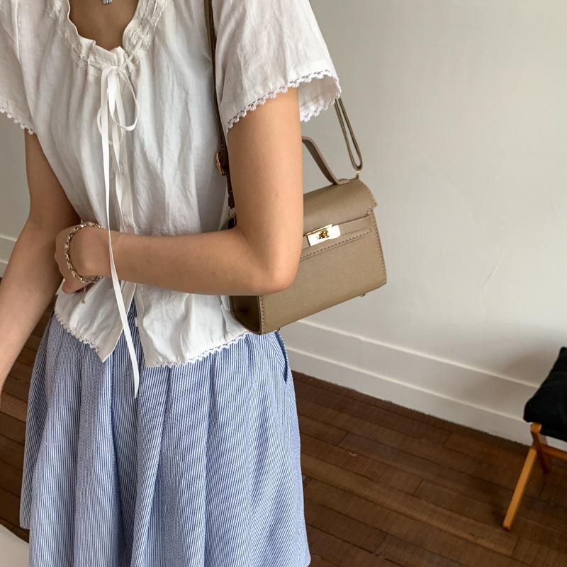 Simple Kelly Style Handbag for Women Faux Leather Crossbody Shoulder Square Bag