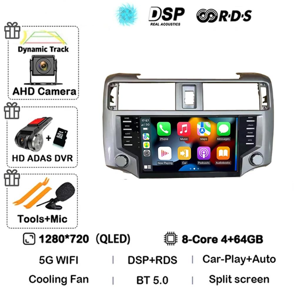 2Din Android 14 Auto Radio Per Toyota 4Runner 2014 - 2025 Lettore Multimediale WiFi BT Carplay 4G GPS