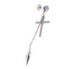 Punk Zircon Cross Tassel Pendant Earrings Stainless Steel Geometric Pointed Cone Drop Ear Jewelry Party Gifts For Women Girls