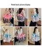 Dopamine Color Block Mesh Beach Bag – Large Capacity Travel and Swim Tote