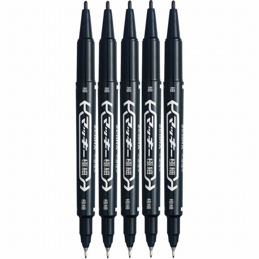 ZEBRA Permanent Marker Marking Pen Fine Point Black 5pcs P-MO-120-MC-BK5