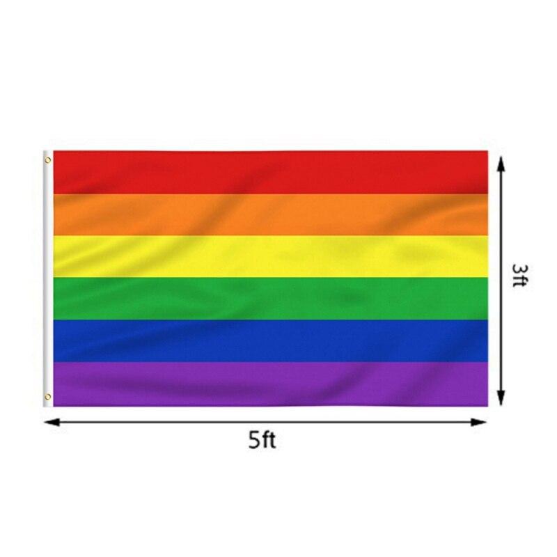 3X5 Foot Rainbow Flag 6 Stripes Vivid Color And Fade Proof Canvas Header And Double Stitched Gay Pride Banner Flags Polyes