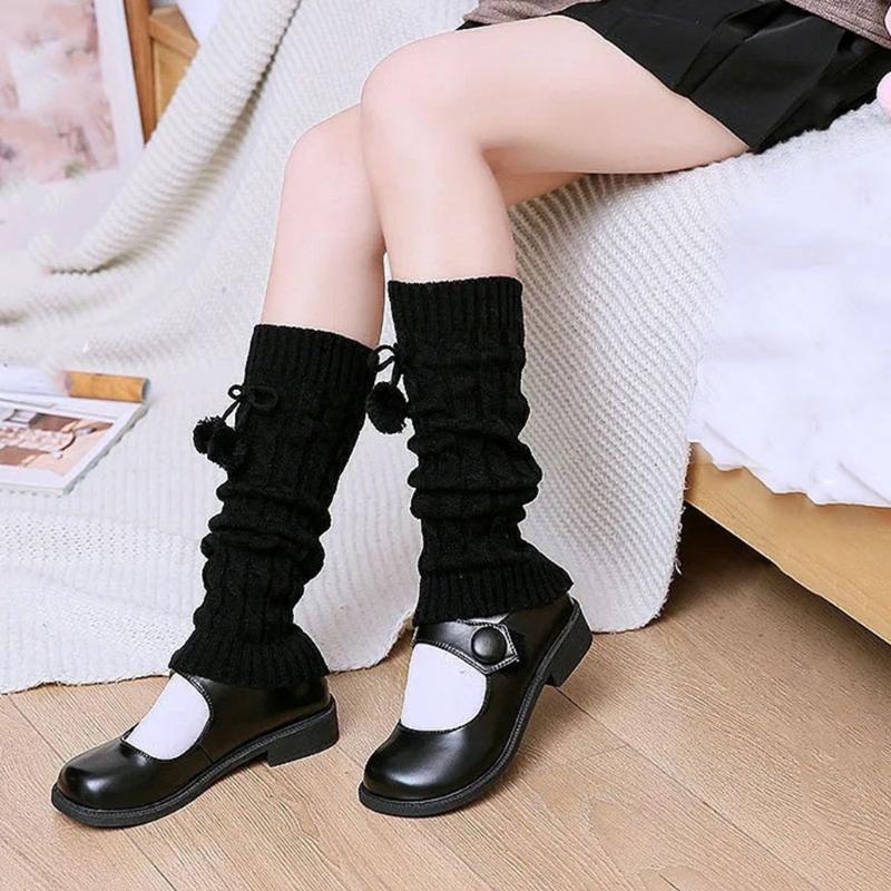 Winter Long Knit Foot Cover Crochet Leg Warmers Leggings Warm Solid Color Braided Striped Knee High Socks for Women