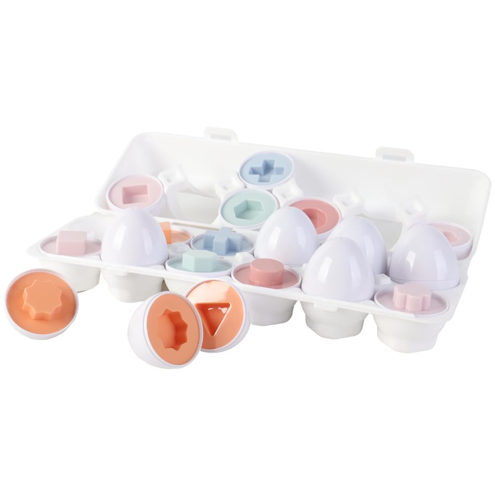 

enne. Matching Eggs, Shape-Matching Puzzle, Educational Toy, Montessori Egg Toy, Shape-Matching, Educational Toy for Ages 1, 2, and 3