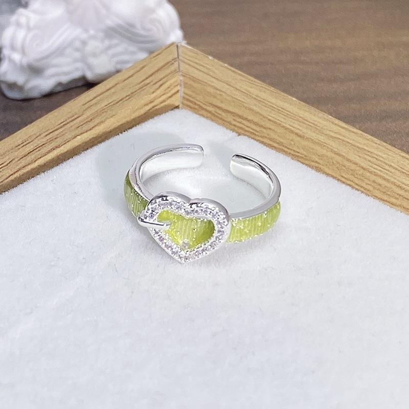 Enamel Oil Drop Flower Butterfly Opening Ring Niche Design Light Luxury High Sense Zircon Personality Ring Woman