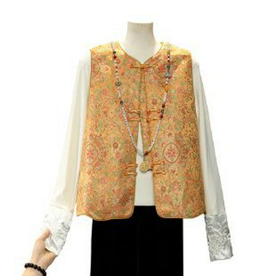 Elegant 2026 Chinese Jacquard Embroidery Vest - Women s High-End Spring Top 3XL