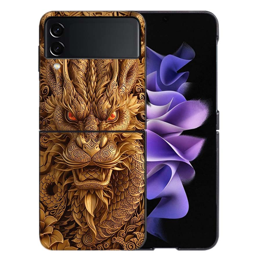 Golden Holy Dragon Coque For Samsung Z Flip7 6 Galaxy Case Shockproof Z Flip5 Z Flip3 4 5G Hard Cover Phone TPU PC Hard Funda
