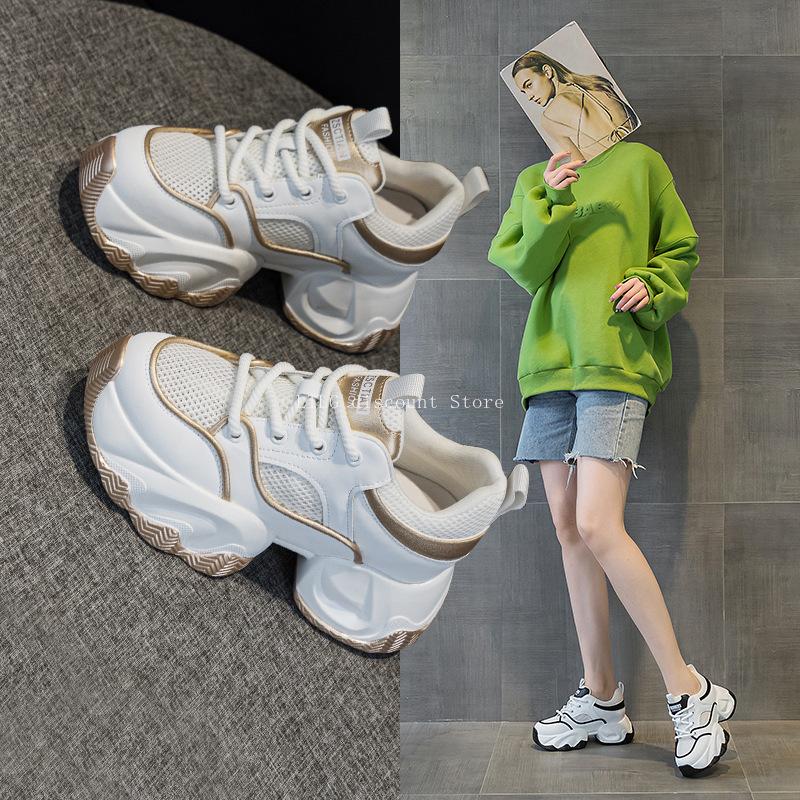 7cm Sneaker Damen Herbst Echtes Leder Frühling Vulkanisieren Plateau Herbst Sommer Slipper Hochwertige Marke Frühling Schuhe Ballerinas