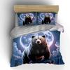 Bear Under Full Moon Night Bedding Duvet Cover Set Duvet Cover Pillowcases  (1*Duvet Cover 2*Pillowcases, without duvet insert)