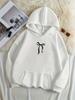 Women's Fashion Bow Pattern Kangaroo Pocket Warm Lined Hoodie Sweatshirt Casual Long Sleeve with Pockets Classic Design Fall Top