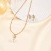 Trendy Rhinestones Hollow Out Leaf Imitation Pearl Pendant Necklace Drop Earrings for Women Elegant Vintage Jewelry Sets Gift