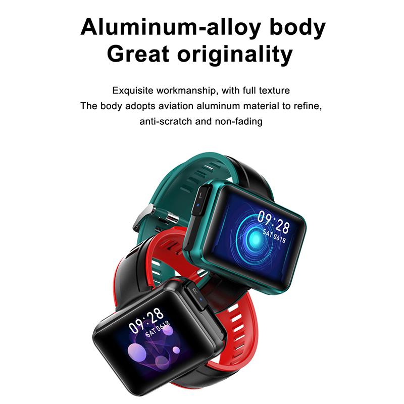 Rainbuvvy T91 Smartwatch 1.4inch Full-touch Screen Wireless 2in1 TWS Earbuds IPX6 Waterproof Bluetooth 280mAh Battery Detachable Strap Sports Watch
