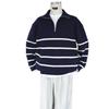 Men's Casual Striped Half-Zip Pullover Sweater - Stand-up Collar, Versatile Autumn/Winter Knitwear with High-End Feel