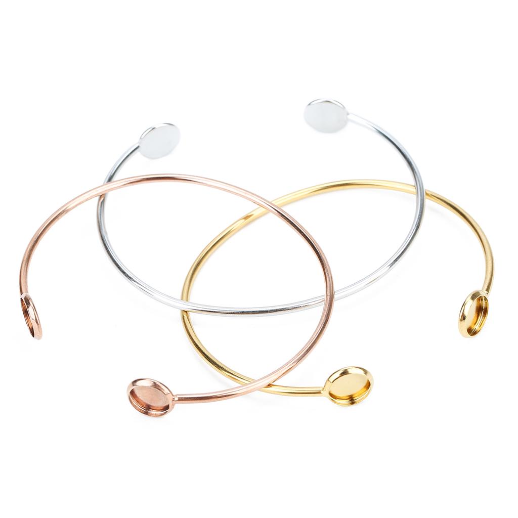16,6cm Edelstahl Armband Basis Passend für 8mm Cabochon Armreif Fassungen Schalen Biegsamer Manschettenarmreif Schmuckherstellung Zubehör