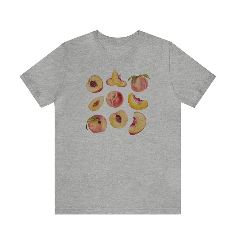 Vintage Peaches Printed Graphic Tees Women Cute Cottagecore Aesthetic TShirts Short Sleeve FeUnisex Retro Grunge Tops Clothes