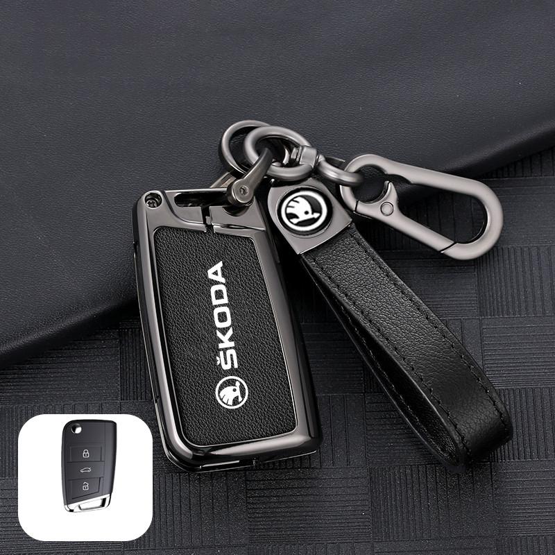 dclaq2 Zinc Alloy Car Key Fob Case Bag For Skoda Octavia A5 A7 Superb Kodiaq Fabia Karoq 2020 2021 Protector Shell Keychain Accessories
