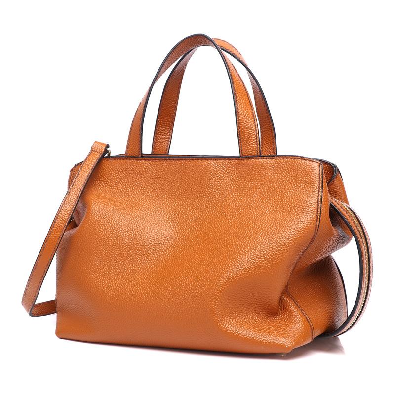 First Layer Cowhide Women's Handbag Simple and Fashionable Boston Genuine Leather One Shoulder Oblique Span Bag Pillow Bag Soft Leather
