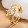 2026 French Light Luxury Butterfly Temperament Flower Ring Female Fairy Mori Student Double-layer Micro-inlaid Zircon Open Index Finger Ring