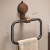 No-Drill Towel Holder Walnut Wood+Aluminium Towel Hanging Rack Suction Cup Towel Ring  Bathroom