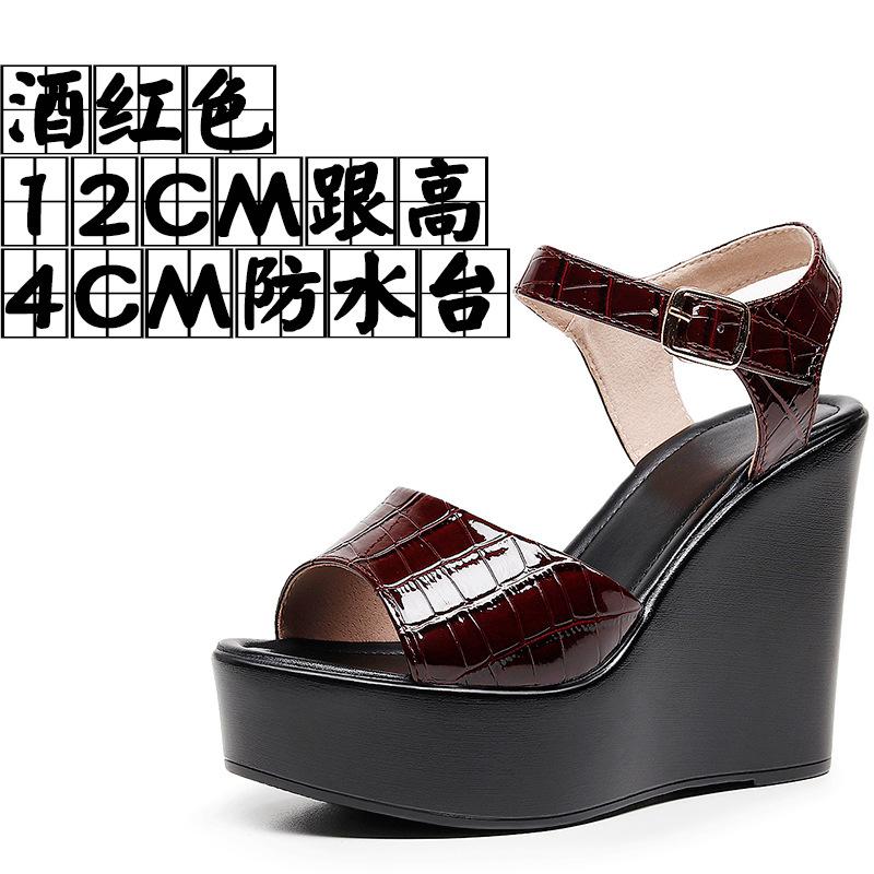 8cm 10cm 12cm Elegant Thick Bottom Platform Sandals 2025 Patent Leather Shoes Block High Heels Sandals Office Model Dress Party