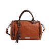 New fashion retro handbag large capacity soft leather Boston pillow bag fringed pendant women's bag
