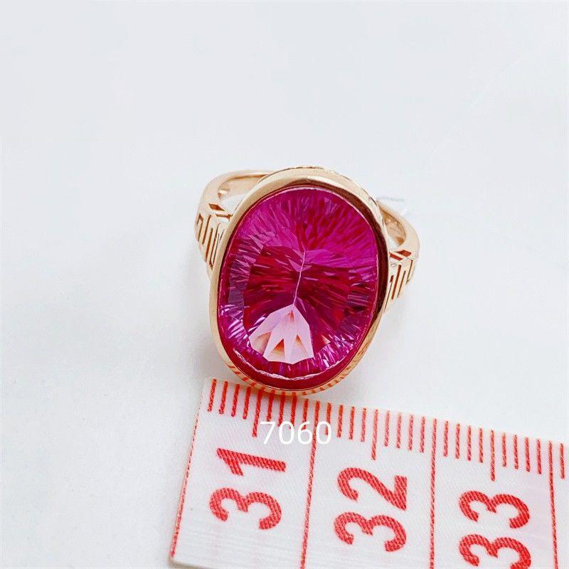 Purple Gold Pink Stone Ring Fashion Rose Gold Plated Luxury Atmospheric Oval Ring