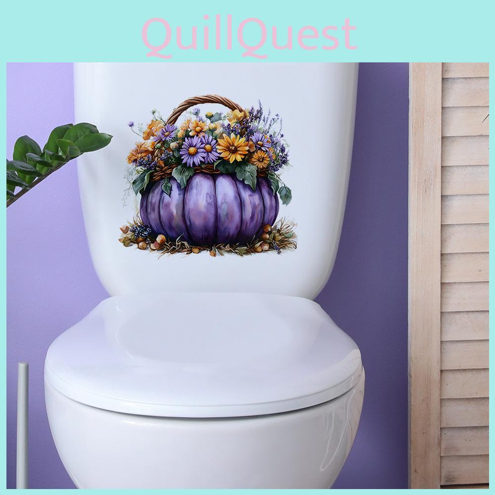 Halloween Pumpkin Pvc Flower Basket Closestool Sticker Living Room Wall Decal