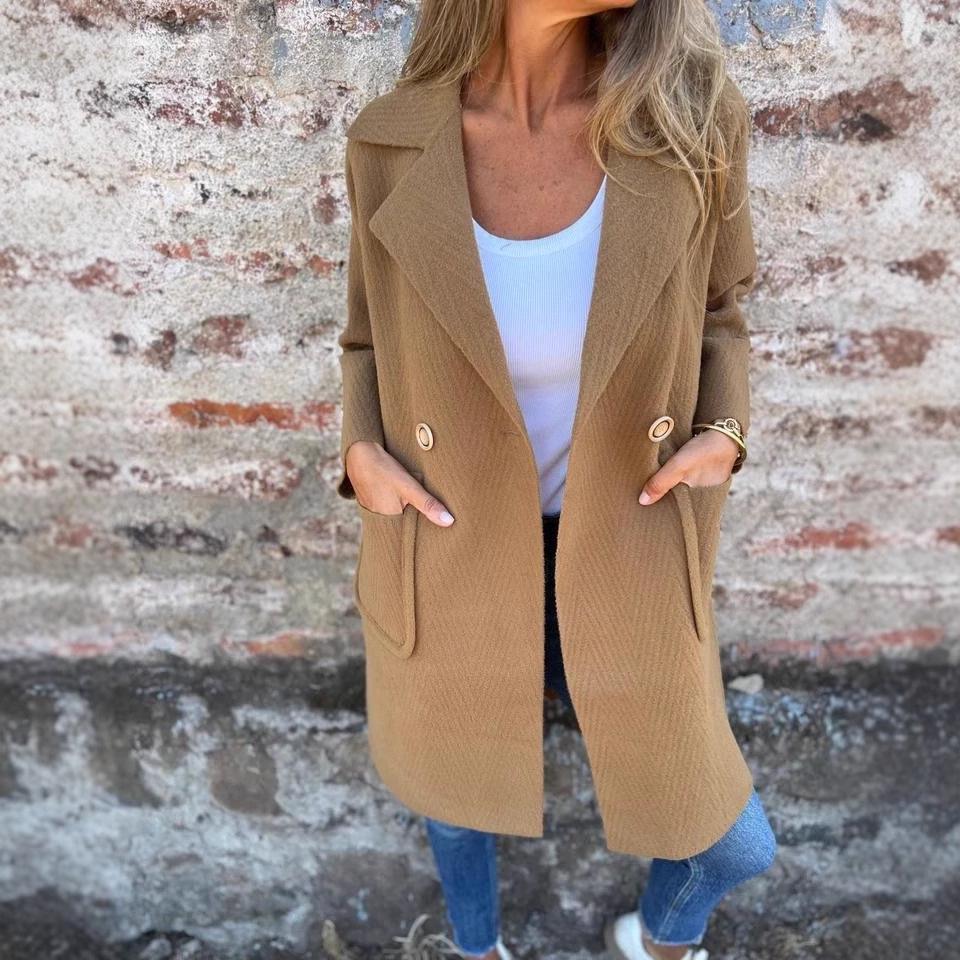 2024 Autumn/Winter European & American Lapel Long Wool Coat