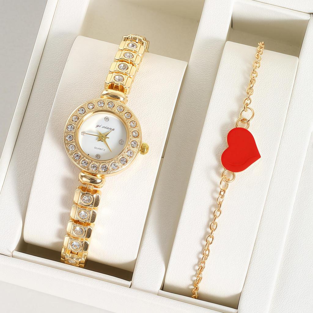 Leichter Luxus Kleines Zifferblatt Armband Set Damenuhr