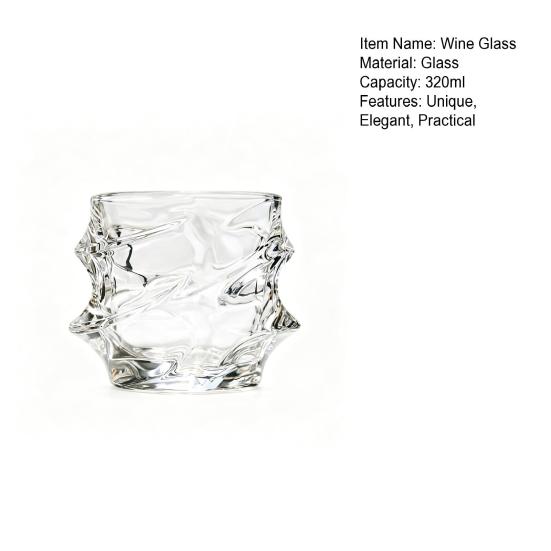 Storm Whiskey Glass with Wave Texture 320ml Spirits Tumbler for Bourbon Cocktails Lead-Free Iced Drink Glass Elegant Home Bar Gift