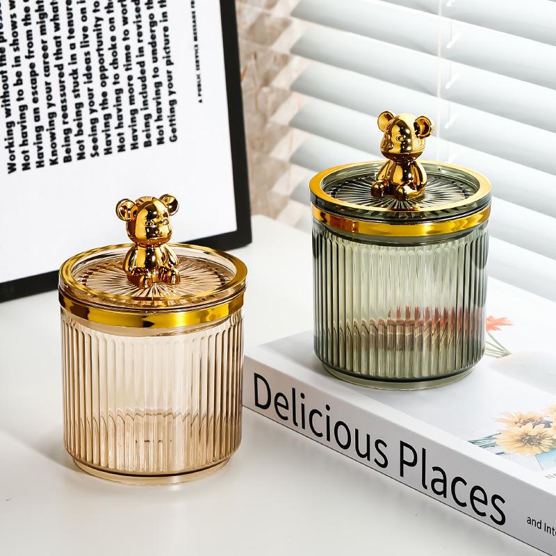 Elegant Cotton Swab and Floss Holder - Premium Makeup Storage Box