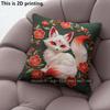 Plum Blossom White Fox Embroidery Style Pillow Cover Pattern Cushion Cover Suitable For Sofa Bedroom Car Pillow Cover