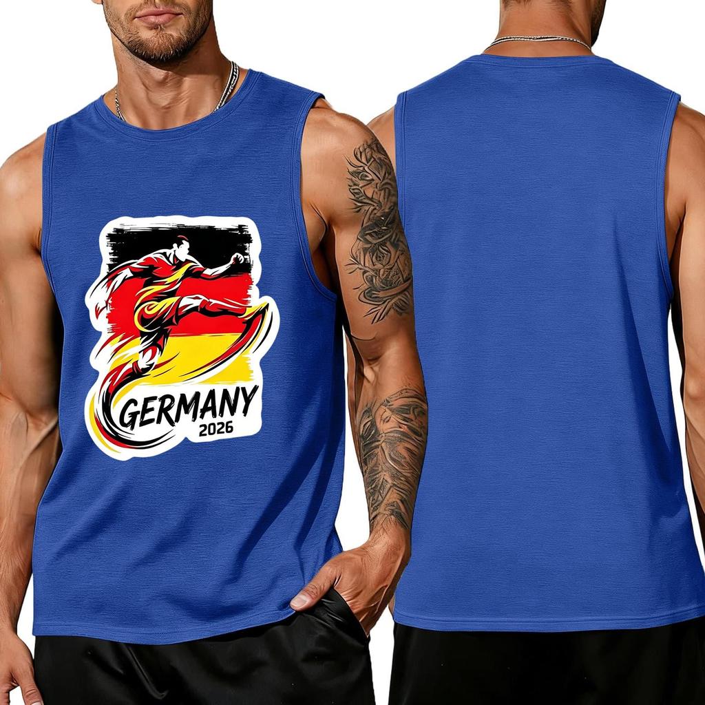 Men's Sleeveless Tank Top Athletic Vest Germany 2026 Soccer Graphic Print Cotton Blend Casual Fit
