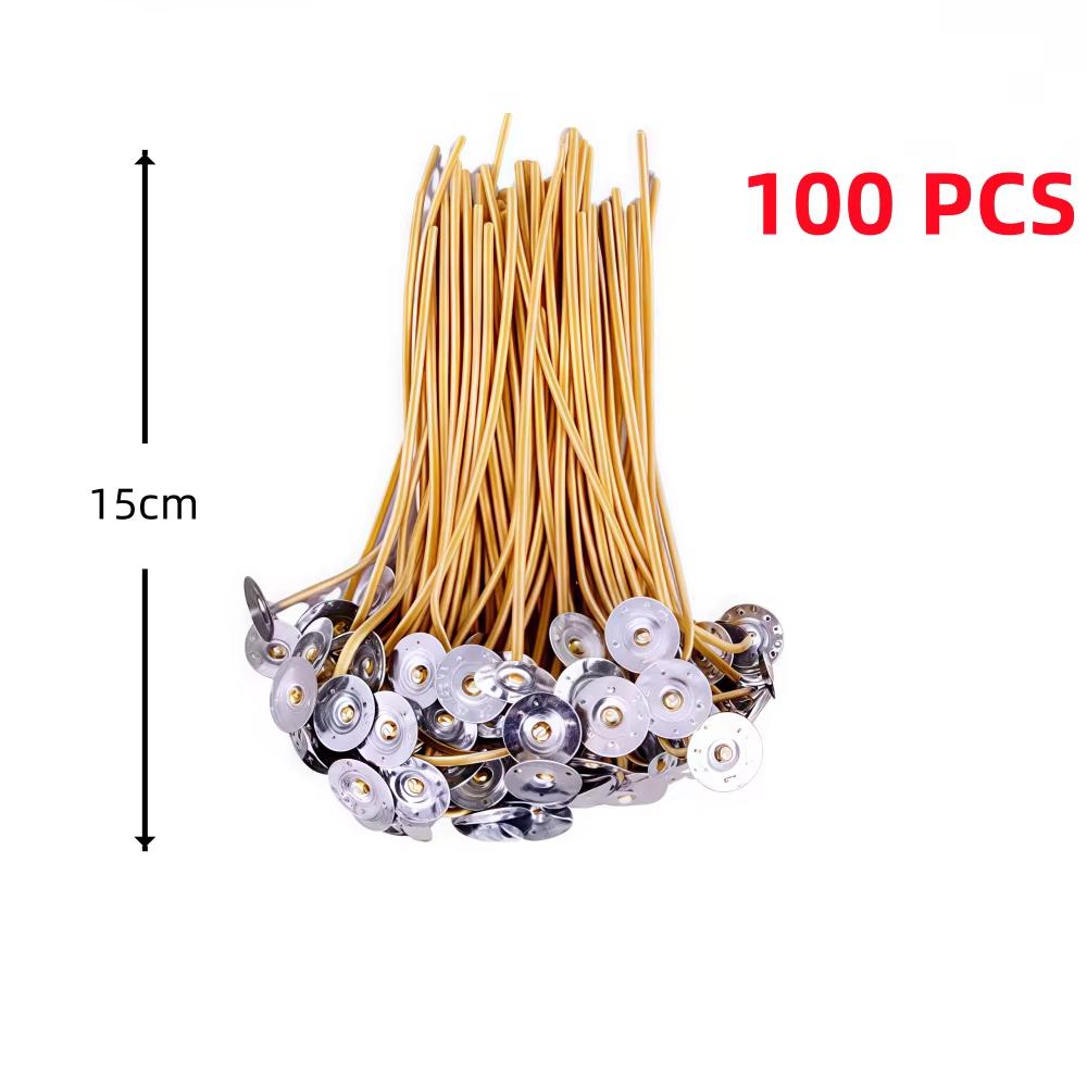 100pcs/bag Pre-Waxed Smokeless Candle Wicks with Holder DIY Cotton Thread Wicks Soy Wax Beewax Candle Wicks Making Accessories