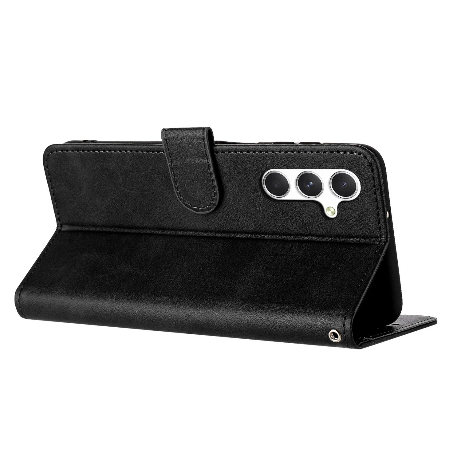 

For Samsung Galaxy M35 5G Case Flip Stand PU Leather Wallet Phone Cover Calf Texture Black