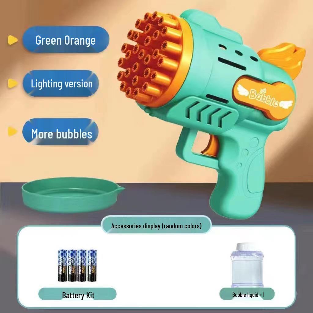Cross 29-Hole Airplane Bubble Machine Kids' Toy - Multi-Hole Gatling Bubble Gun with Lights