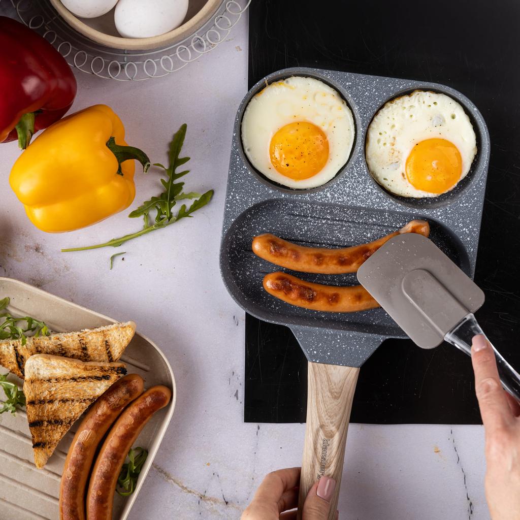 Patelnia marmurkowa 3 w 1 do jajek naleśników placków pancake grill 18cm SZARA KLAUSBERG KB-7817
