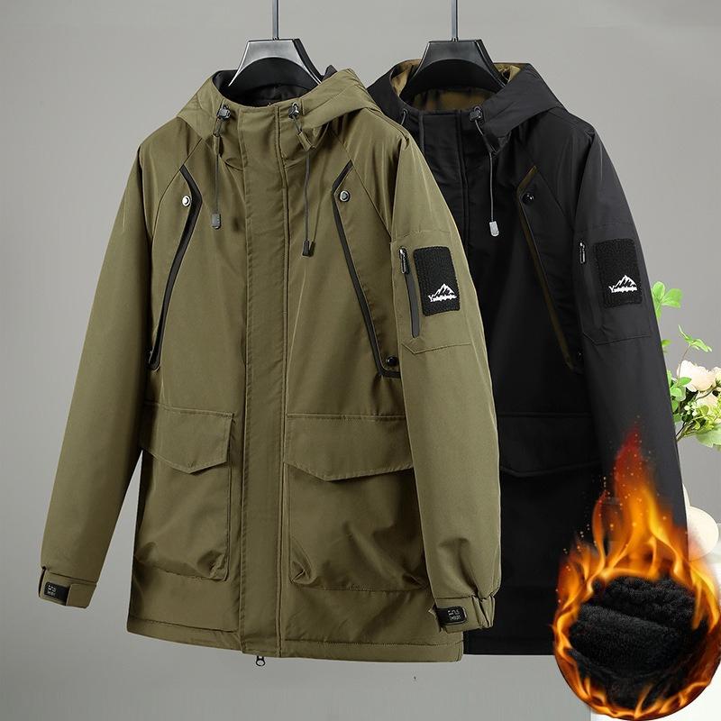 Men's Winter Plus Velvet Plus Size Men's Loose Tooling Trendy Fat Plus Fat Plus Thick Jacket