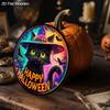 Wooden Halloween Sign with Black Cat Pattern Design - Unique Wall Pediments with Happy Halloween - Ideal for Front Door, Yard, Porch, Room Decor