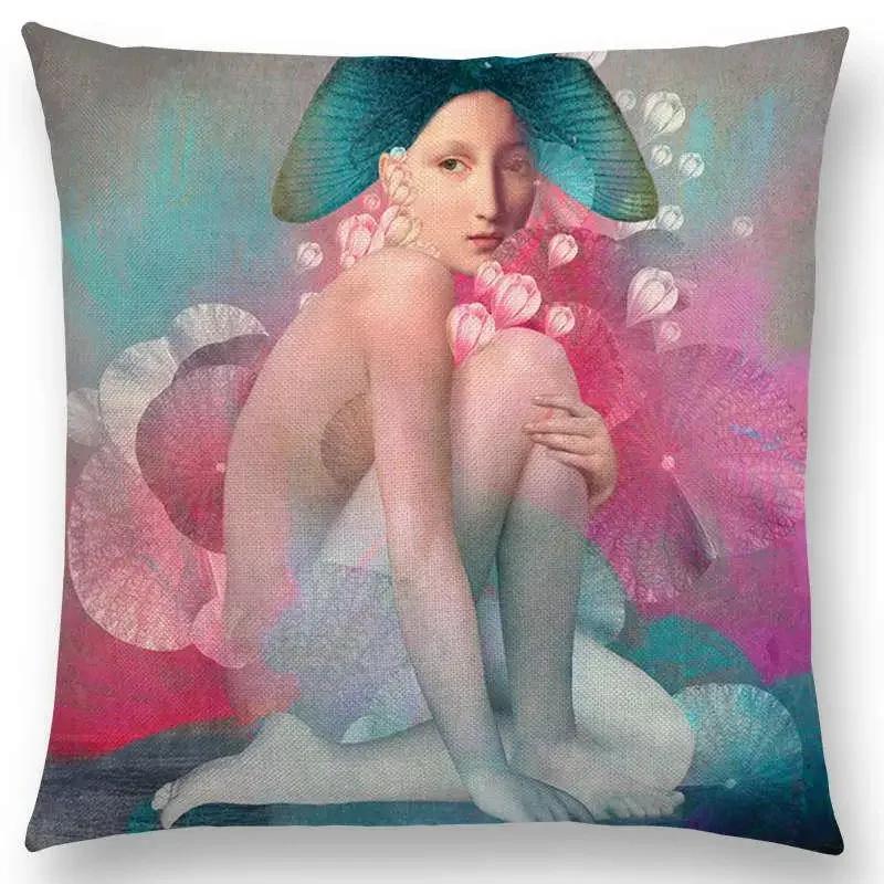 New Elegant Lady Lovely Girl Shakespeare Fantasy Painting Moon Night Swan Dream Trees Cushion Cover Sofa Throw Pillow Case